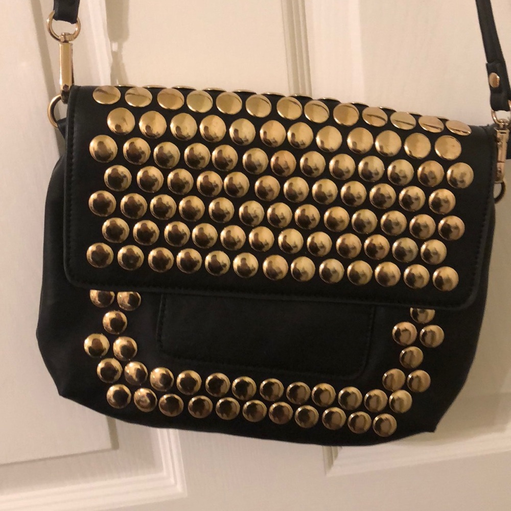 Black gold studded purse